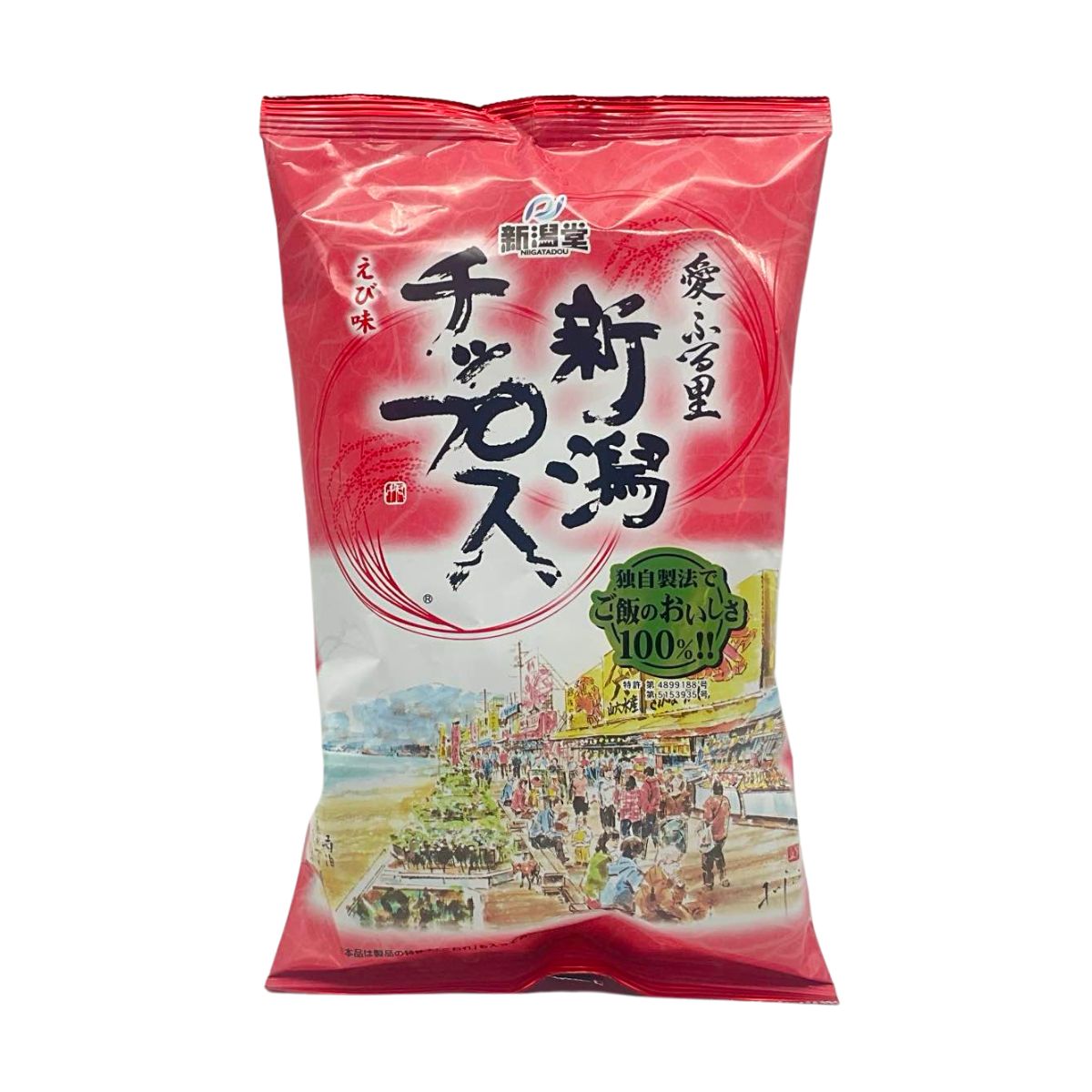 ごはん生まれの新食感チップス!新潟チップス えび味 100g